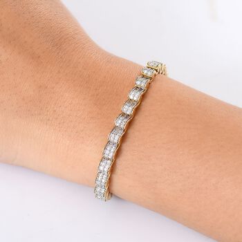 LUXURIANT SGL zertifiziertes SI-GH Labor Diamant 19cm Armband, 925 Silber 750 Gelbgold Vermeil - 4,50 ct.