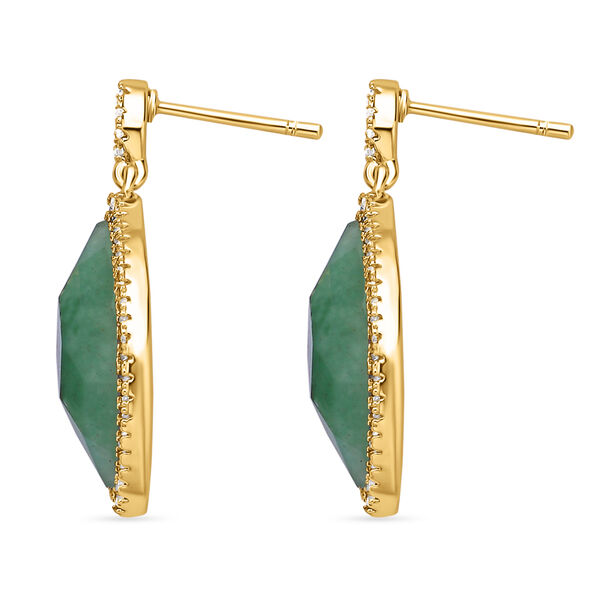 Gr&uuml;ner Aventurin, Wei&szlig;er Zirkonia Ohrringe Reines Messing ca. 13,00 ct image number 3