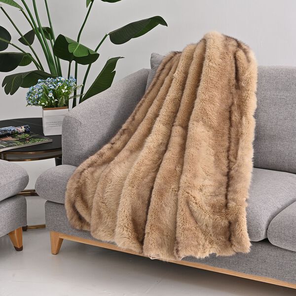 Kuscheldecke in Felloptik, doppellagig und wendbar, 150x200 cm, Beige image number 0