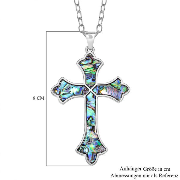 Abalone Muschel  Kreuz Anhänger mit Kette, Messing image number 6