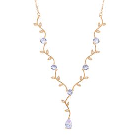 Glitzernde weiße Kristall-Lariat-Halskette mit Blättern, ca. 50 cm Reines Messing