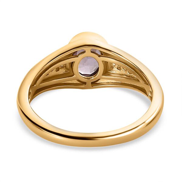 AA Natürlicher Tansanischer Lavendel-Spinell, Weißer Zirkon Ring, 925 Silber Gelbgold Vermeil (Größe 20.00) ca. 1.03 ct image number 6