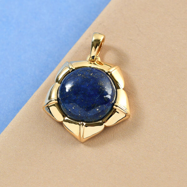 Lapislazuli-Anh&auml;nger, Ionenbeschichtetes Messing, 750 Gelbgold vergoldet ca. 10,16 ct image number 2