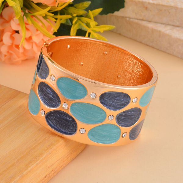 Emailliertes Pebble-Muster-Armreif, Weißer Kristall, ca. 18 cm image number 2