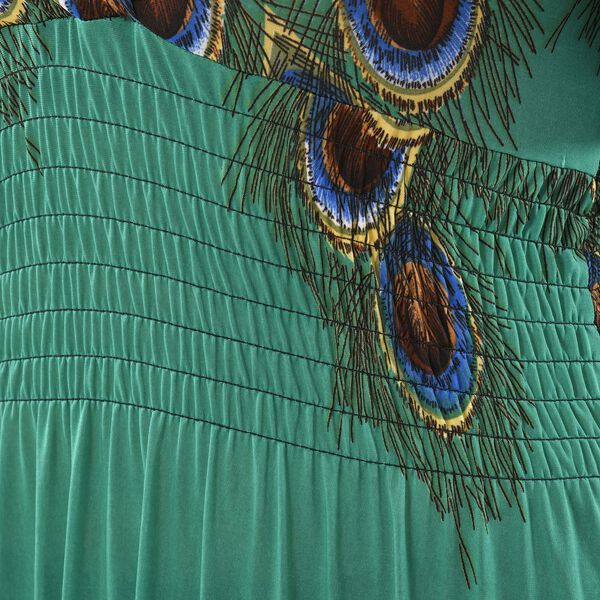 TAMSY - Maxi Kleid mit gesmokter Taille und Flatter&auml;rmel, One Size, gr&uuml;n image number 6