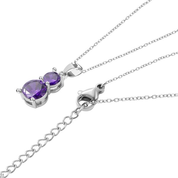 4er-Set Amethyst Zirkonia 19 cm Armband, Anh&auml;nger mit 49,5 cm Kette und Ohrringe - 17,6 Ct. image number 3