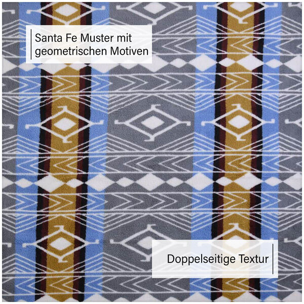 Wolkenweiche Sherpa-Decke mit Santa-Fe Muster, Grau und Mehrfarbig image number 7