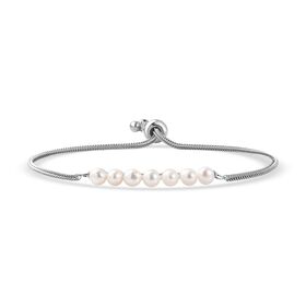 Weißes Süßwasserperlen-Armband in 925 Silber, 19cm - 4,35 ct.