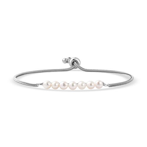 Weißes Süßwasserperlen-Armband in 925 Silber, 19cm - 4,35 ct. image number 0