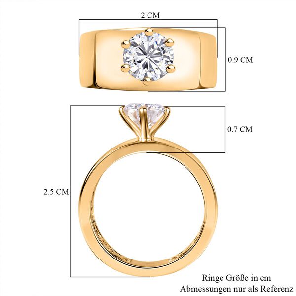 Moissanit Ring, 925 Silber Gelbgold Vermeil, (Gr&ouml;&szlig;e 17.00) ca. 1.18 ct image number 5