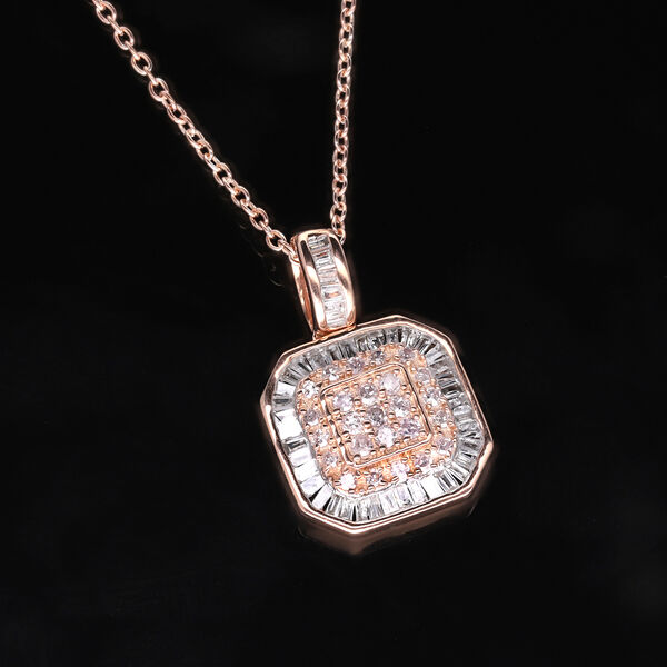 Nat&uuml;rlicher, rosa Diamant, Wei&szlig;er Diamant Anh&auml;nger mit Kette, SGL Zertifiziert 925 Silber Ros&eacute;gold Vermeil ca. 0.33 ct image number 2