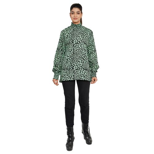 TAMSY - Damen Bluse mit Blatt- und Blumenmuster, Größe 38, Schwarz image number 0