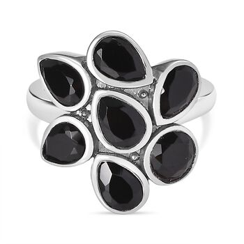 Schwarzer Spinell Ring Edelstahl (Gr&ouml;&szlig;e 16.00) ca. 3,92 ct