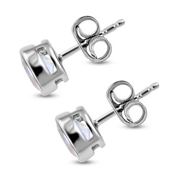 Premium Regenbogen Mondstein-Ohrringe, 925 Silber platiniert ca. 1,77 ct