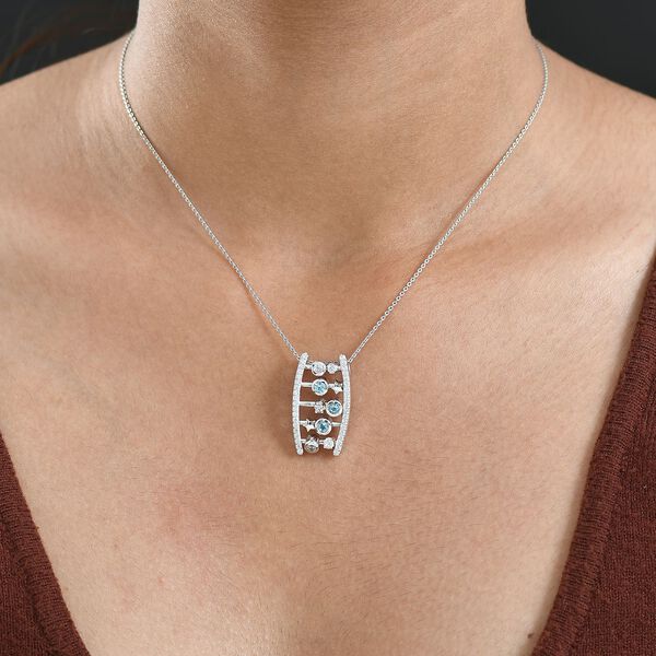 GP Celestial Kollektion- Schweizer Blautopas, Zirkon und blauer Saphir Anhänger mit 50cm Kette - 1,45 ct. image number 3