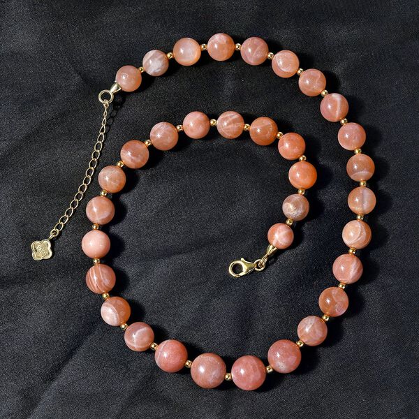 Pfirsich Mondstein Halskette, 45 cm - 340 ct. image number 5