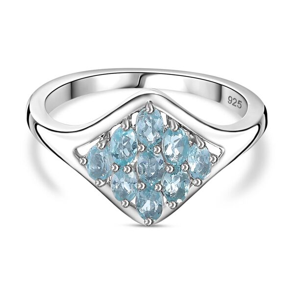 Paraiba-Apatit Ring 925 Silber platiniert (Gr&ouml;&szlig;e 18.00) ca. 0,73 ct