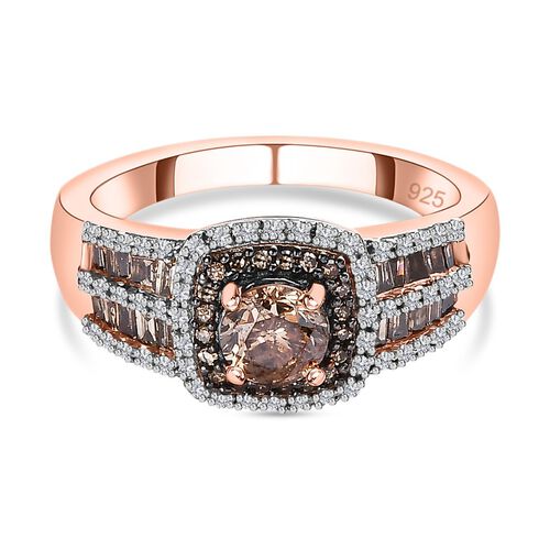 Natürlicher Champagner und weißer Diamant-Ring - 1,02 ct. image number 0