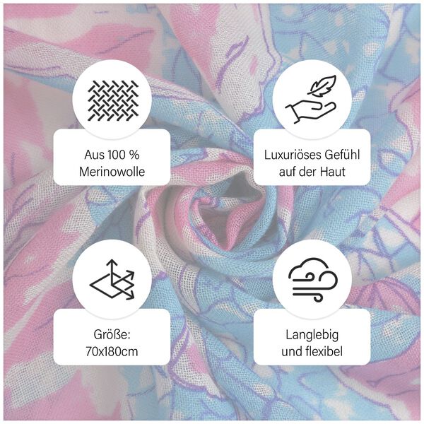 100% Merino Woll-Schal mit Quasten, 70x180cm, Mehrfarbig image number 10