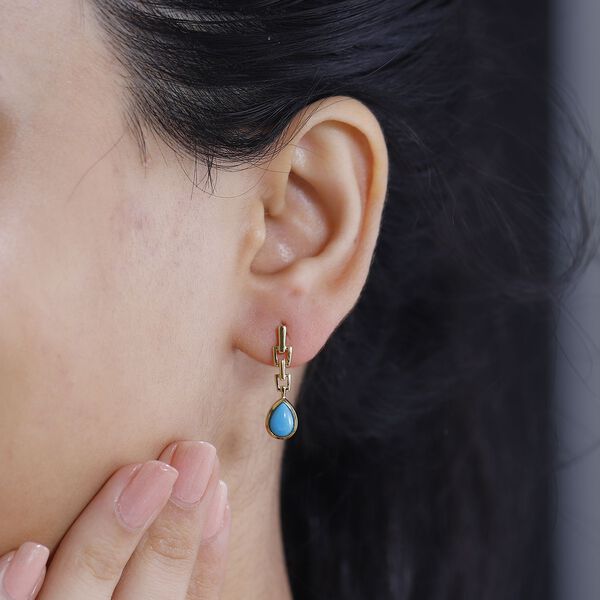 AA Amerikanische Nat&uuml;rliche Sleeping Beauty T&uuml;rkis Ohrringe 925 Silber 750 Gelbgold Vermeil ca. 1.44 ct image number 3