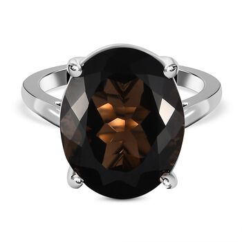 Rauchquarz Ring, 925 Silber platiniert (Gr&ouml;&szlig;e 17.00) ca. 15,00 ct