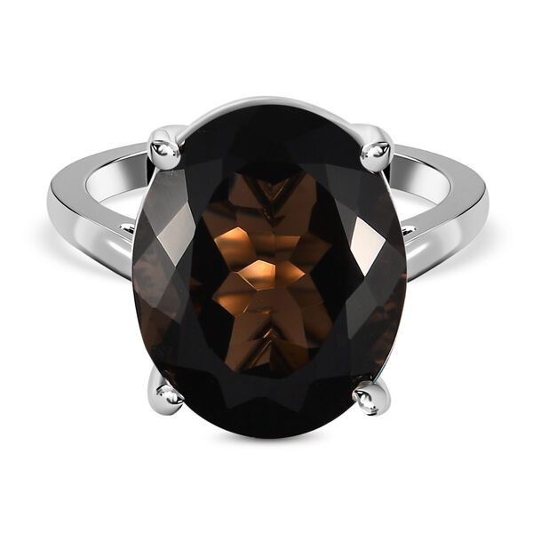 Rauchquarz Ring, 925 Silber platiniert (Gr&ouml;&szlig;e 17.00) ca. 15,00 ct