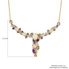 GP Art-Déco-Kollektion- natürliche, äthiopische Welo Opal und mehrfarbige Edelstein-Halskette in Silber image number 5