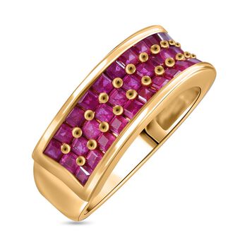 AA Afrikanischer Rubin (Fissure gef&uuml;llt) Ring, 925 Silber Gelbgold Vermeil (Gr&ouml;&szlig;e 20.00), ca. 2.52 ct