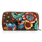 Handbemalte Leder Geldb&ouml;rse RFID, Braun, 22.8 x 2.5 x 12.7 cm