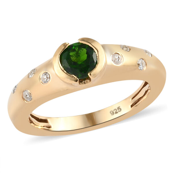 Nat&uuml;rlicher Chromdiopsid und Zirkon Ring 925 Silber vergoldet  ca. 0,68 ct image number 4