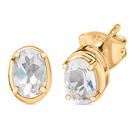 D joy AAA Premium Malagasy Mondstein Star Glimmer Ohrringe, 925 Silber 750 Gelb Vergoldet ca. 0.90 ct