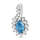 D’joy Blauer Zirkon, Weißer Zirkon Anhänger 925 Silber rhodiniert ca. 1.03 ct