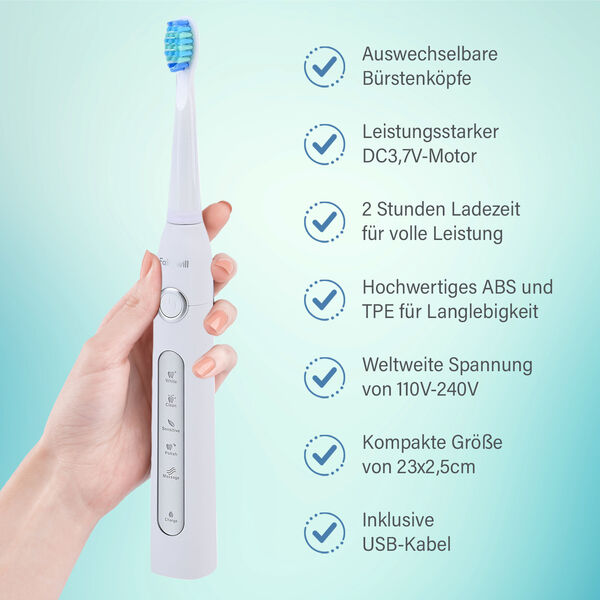 Fairywill- Zahnb&uuml;rste mit 4 B&uuml;rstenk&ouml;pfen, wei&szlig; image number 5