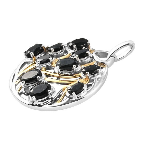 Schwarzer Turmalin Anh&auml;nger 925 Silber Bicolor ca. 3,42 ct image number 4