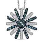 D'Joy Blauer Diamant, Weißer Diamant Schmuckset ca. 50 cm 925 Silber rhodiniert ca. 1,00 ct.