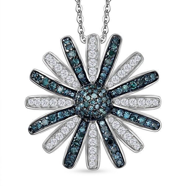 D'Joy blauer und wei&szlig;er Diamant Anh&auml;nger mit 50cm Kette - 1 ct. image number 0