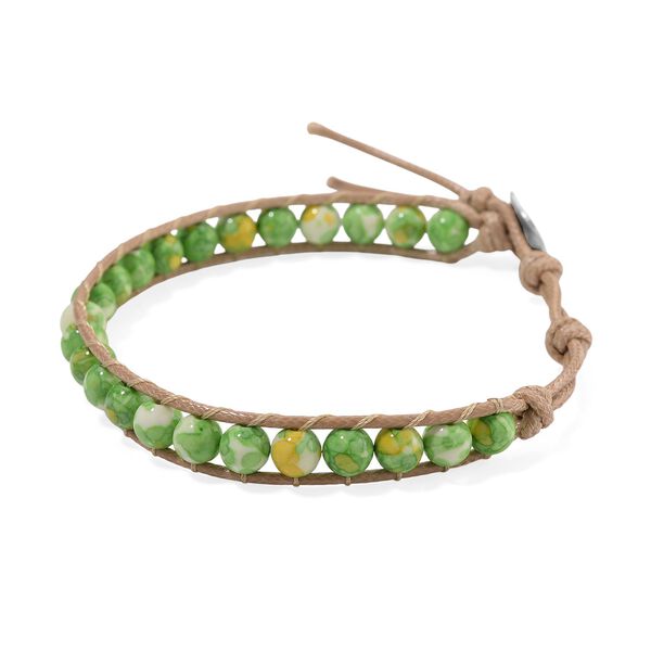 Flexibles gr&uuml;n-gelbes Regenblumen-Yuhua-Quarzit Armband - 35 ct. image number 4