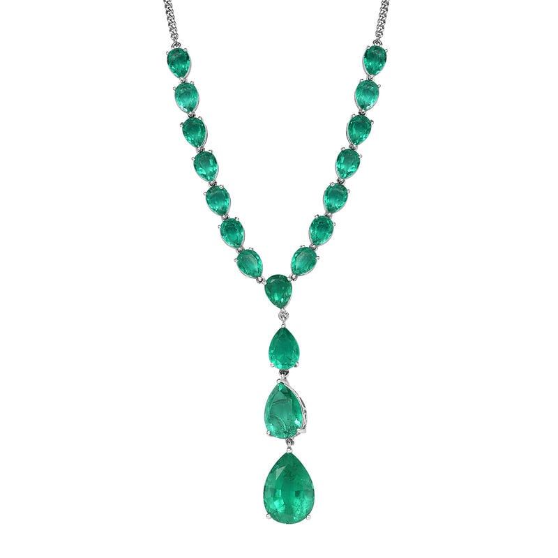 Smaragd-Triplett-Quarz Halskette in 925 Silber image number 0