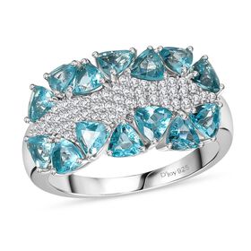 D'Joy AA Betroka blauer Apatit und Moissanit Ring - 2,80 ct.