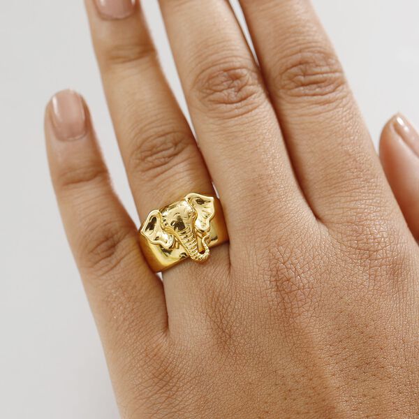 Elefantenring aus 750er vergoldeter Bronze, (Gr&ouml;&szlig;e 17.00) ca. 3,51g image number 3