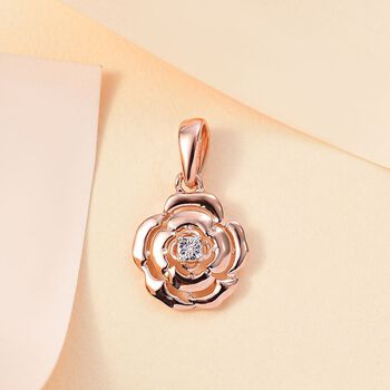 Wei&szlig;er Diamant Anh&auml;nger 925 Silber 750 ros&eacute;vergoldet