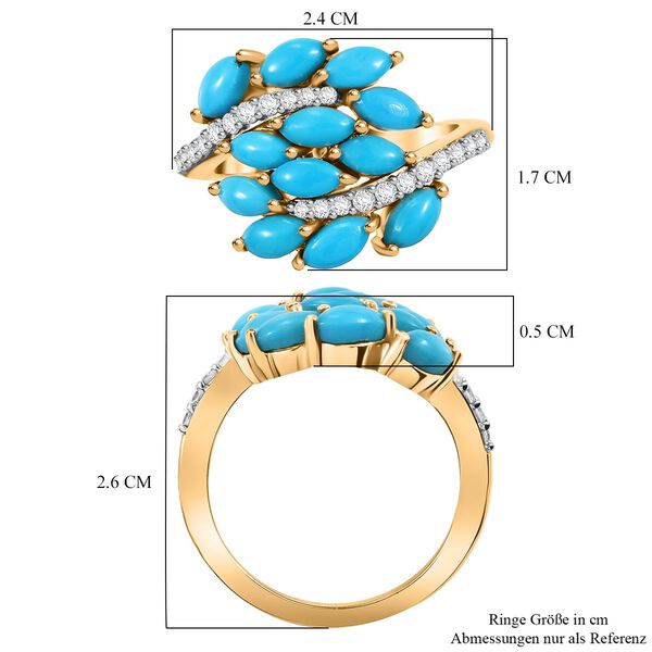 AA Amerikanischer nat&uuml;rlicher Sleeping Beauty T&uuml;rkis und Zirkon Ring - 2,35 ct. image number 7