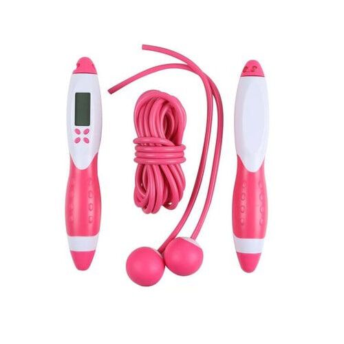 Elektronisches Zähl-Springseil, Rosa und weiß image number 0