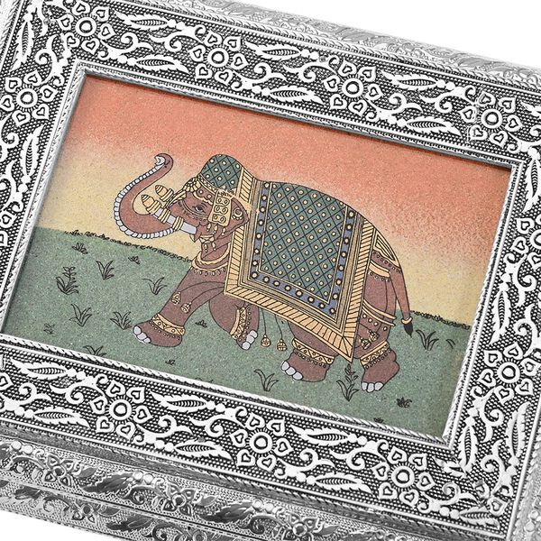 Handgefertigte, oxidierte Schmuckbox mit Edelsteinmalerei, Landschaft-Design,  20x15x6,36 cm image number 6