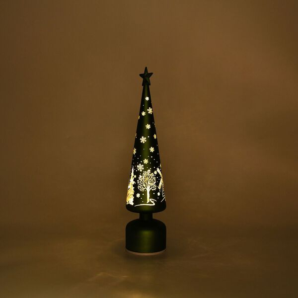 LED-Deko-Tannenbaum mit drehendem Licht, Glas, 9x41 cm, Grün image number 1
