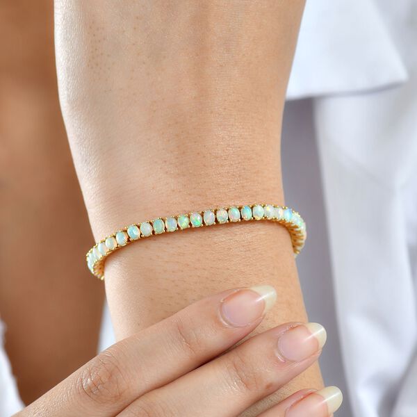 D'Joy AA Natürlicher, äthiopischer Welo Opal Armband ca. 19 cm 925 Silber 750 Gelbgold Vermeil ca. 6,03 ct. image number 3