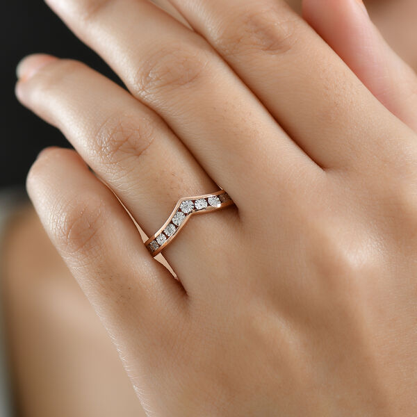 D'Joy Wishbone Ring mit Diamantakzenten, 925 Silber 750 Ros&eacute;gold Vermeil image number 3