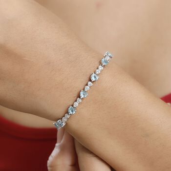 GP Amore Kollektion - AA Blauer Apatit, Kanchanaburi Blauer Saphir Armband ca. 18.5 cm 925 Silber rhodiniert ca. 8.71 ct