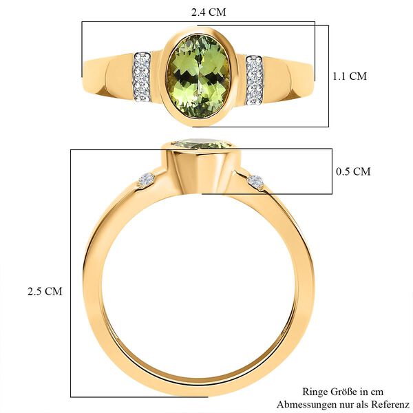 Nat&uuml;rlicher AAA Calabar-Turmalin, Wei&szlig;er Diamant Ring, 585 Gold (Gr&ouml;&szlig;e 17.00) ca. 1.30 ct image number 7