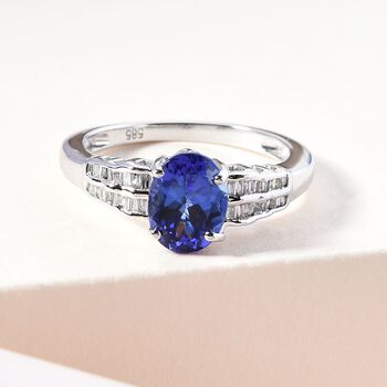 AAA Tansanit und Diamant-Ring, I3 G-H, 585 Wei&szlig;gold  ca. 1,82 ct